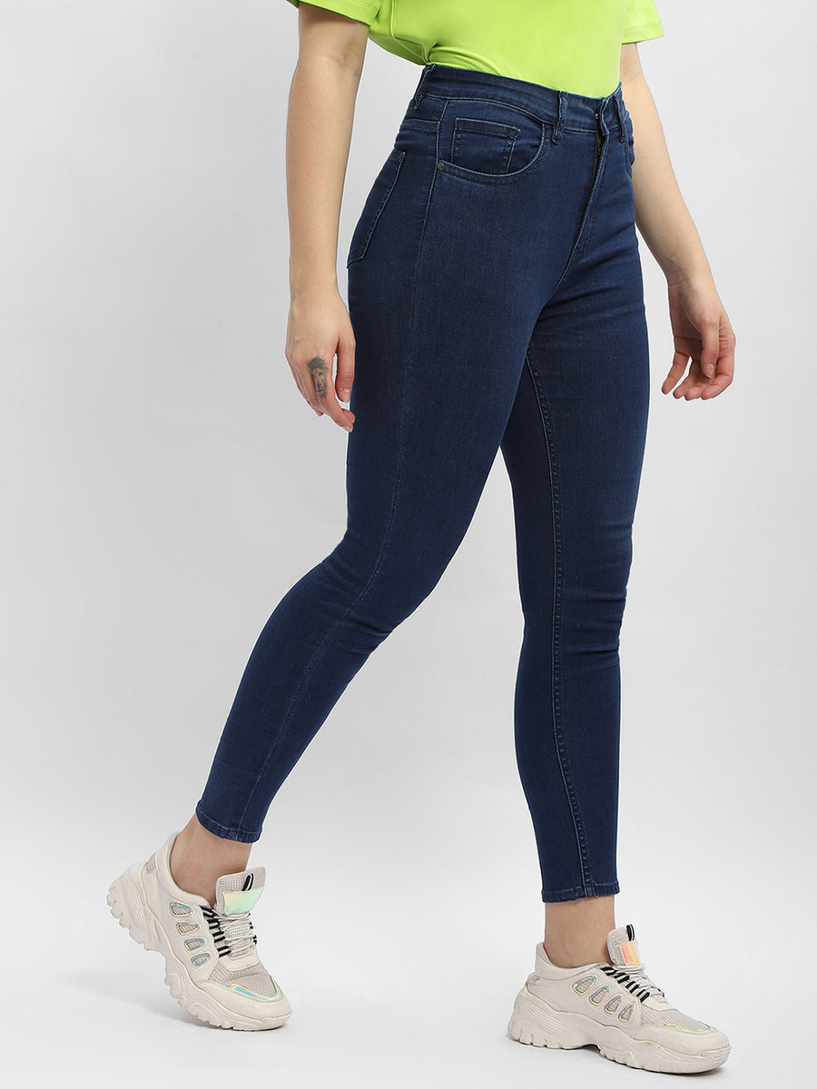 Madame Solid Mid Blue Skinny Fit Jeans