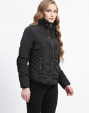 Madame High Neck Quilted Black Puffer Jacket