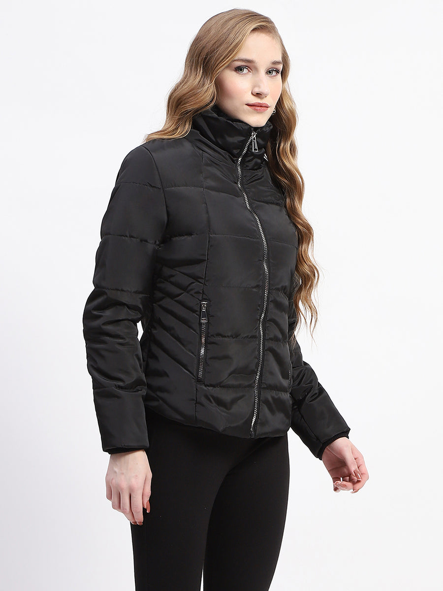 Madame High Neck Quilted Black Puffer Jacket