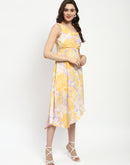 Madame Mustard Fit And Flare Cotton Blend Midi Dress