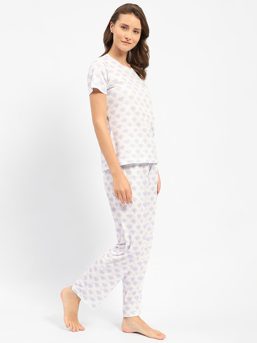 mSECRET Regular Printed Mauve Fit NIghtsuit Set