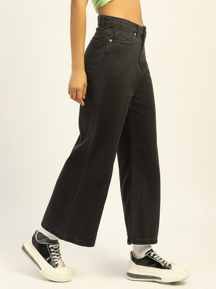 Madame Wide Leg Charcoal Cotton Denim