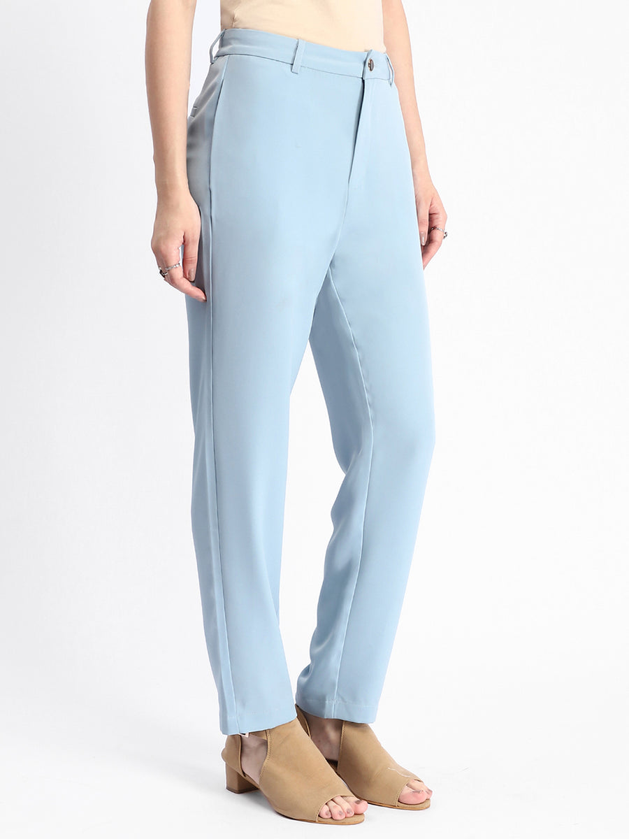 Madame Sky Blue Tapered Fit Trousers