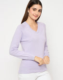 Madame V Neck Skinny Fit Mauve Sweater