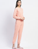 mSECRET Cotton Blend Textured Top and Bottom Peach Night Suit