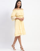 Madame Gathered Waist Off Shoulder Yellow Dress