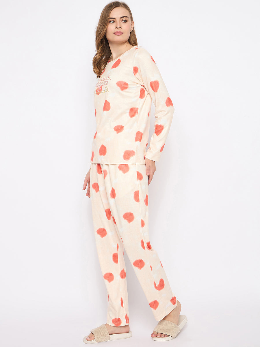 mSECRET Printed Top and Bottoms Orange Nightsuit