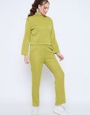 Madame Solid Green Mock Neck Ensemble