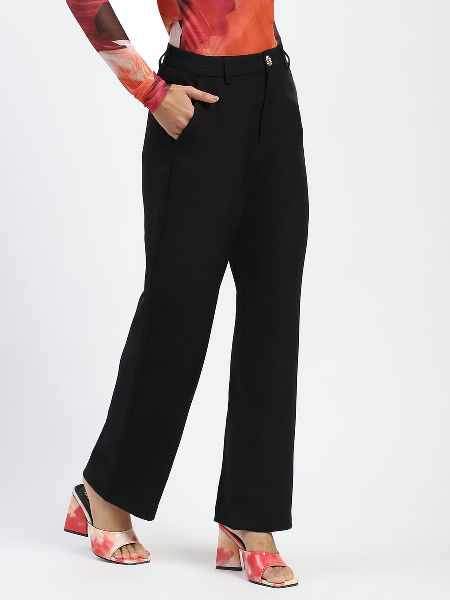 Madame Black Straight Fit Trousers