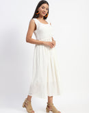 Madame Crochet Tie Wiast Beige Maxi Dress