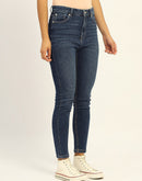 Madame Skinny Fit Raw Hem Cotton Dark Blue Denim