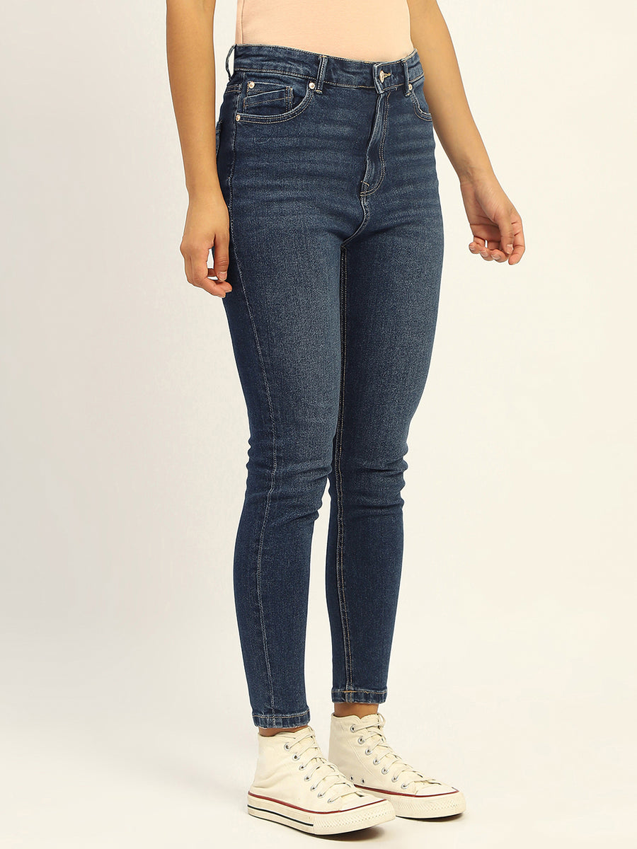 Madame Skinny Fit Raw Hem Cotton Dark Blue Denim