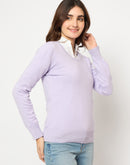 Madame Round Neck Ribbed Cuff Mauve Sweater