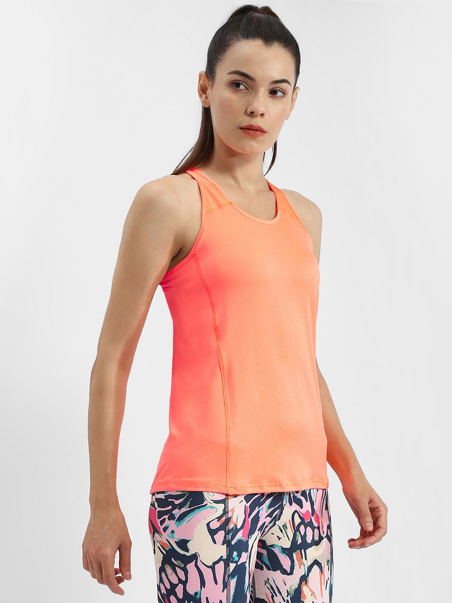 Madame Solid Orange Active Tank Top