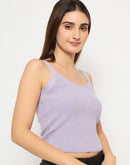 Madame Sleeveless Solid Mauve Sweater