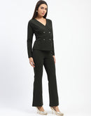 Madame Wrap Buttoned Top Flared Trousers Olive Ensemble