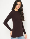 Madame Mock Neck Solid Brown Skeeve