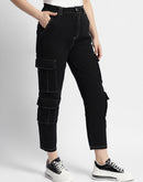 Madame Mid Rise Tapered Fit Black Cargo