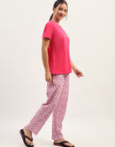 mSECRET Typographic Print Pink Top with Printed Pyjama