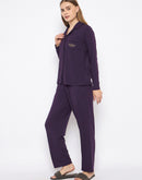 mSECRET Open Front Contrast Bonning Deep Purple Night Suit