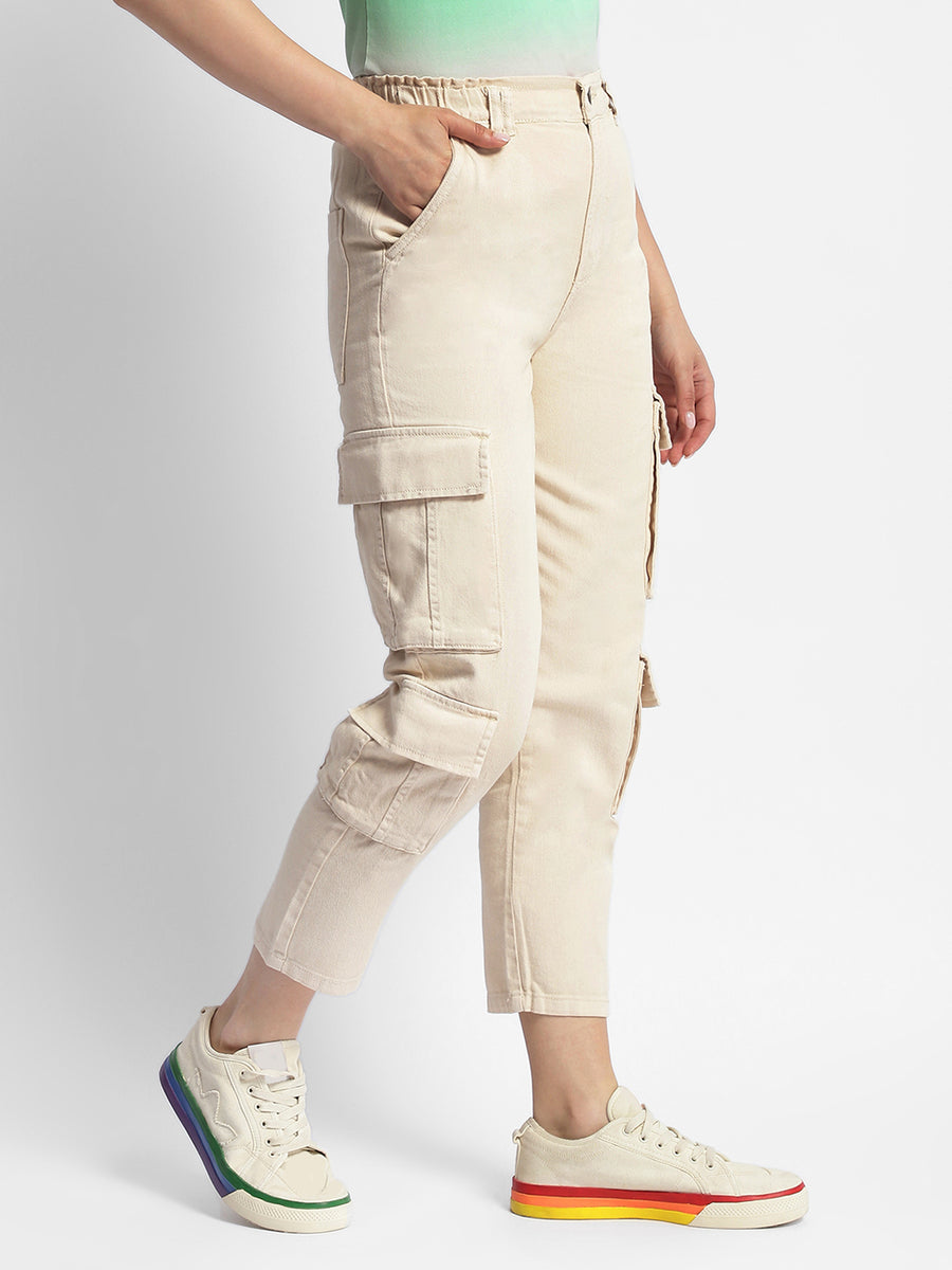 Madame Mid Rise Tapered Fit Off-White Cargo