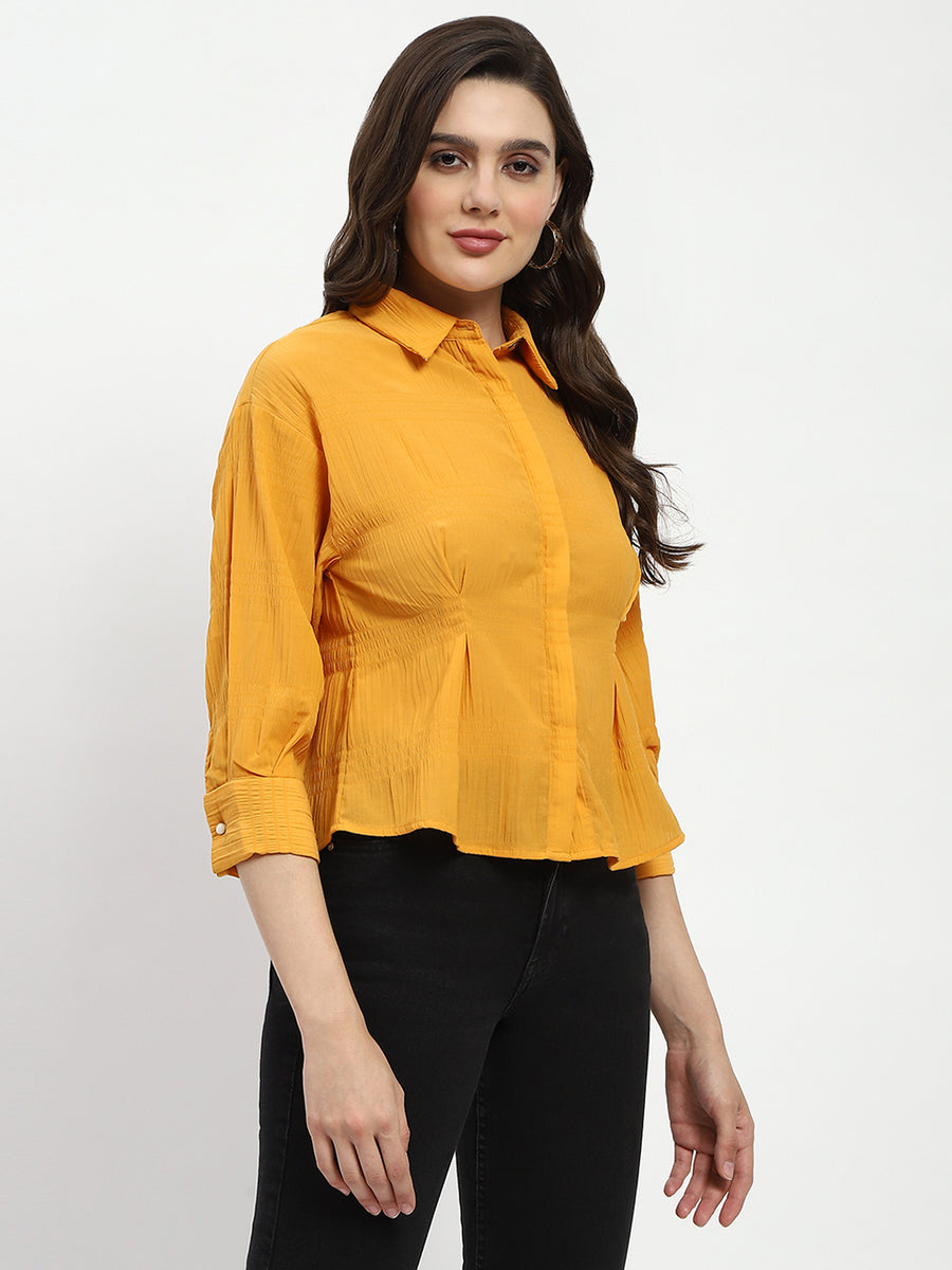 Madame Cinched Waist Mustard Shirt