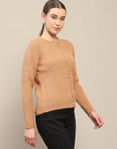 Madame Cable Knit Round Neck Rosewood Cardigan