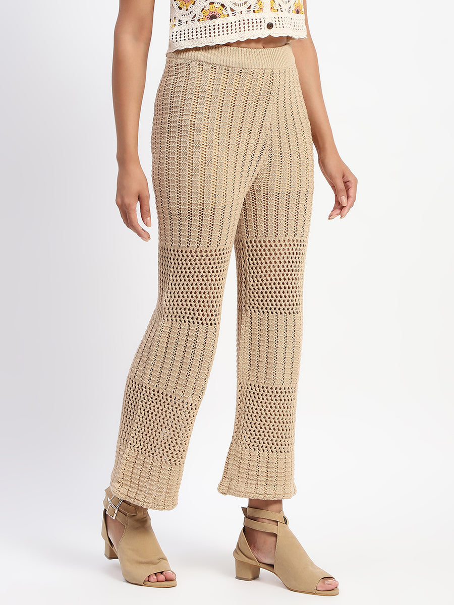 Madame Cotton Crochet Brown Wide Legged Trousers