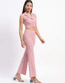 Madame Geometric Print Lapel Notch Peach Co-Ord Set