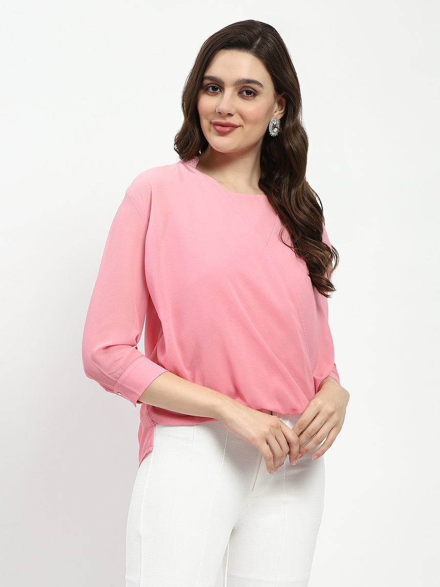 Madame Pink Embellished Wrap Top