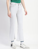 Madame Ice Blue Flared Stitched Denim