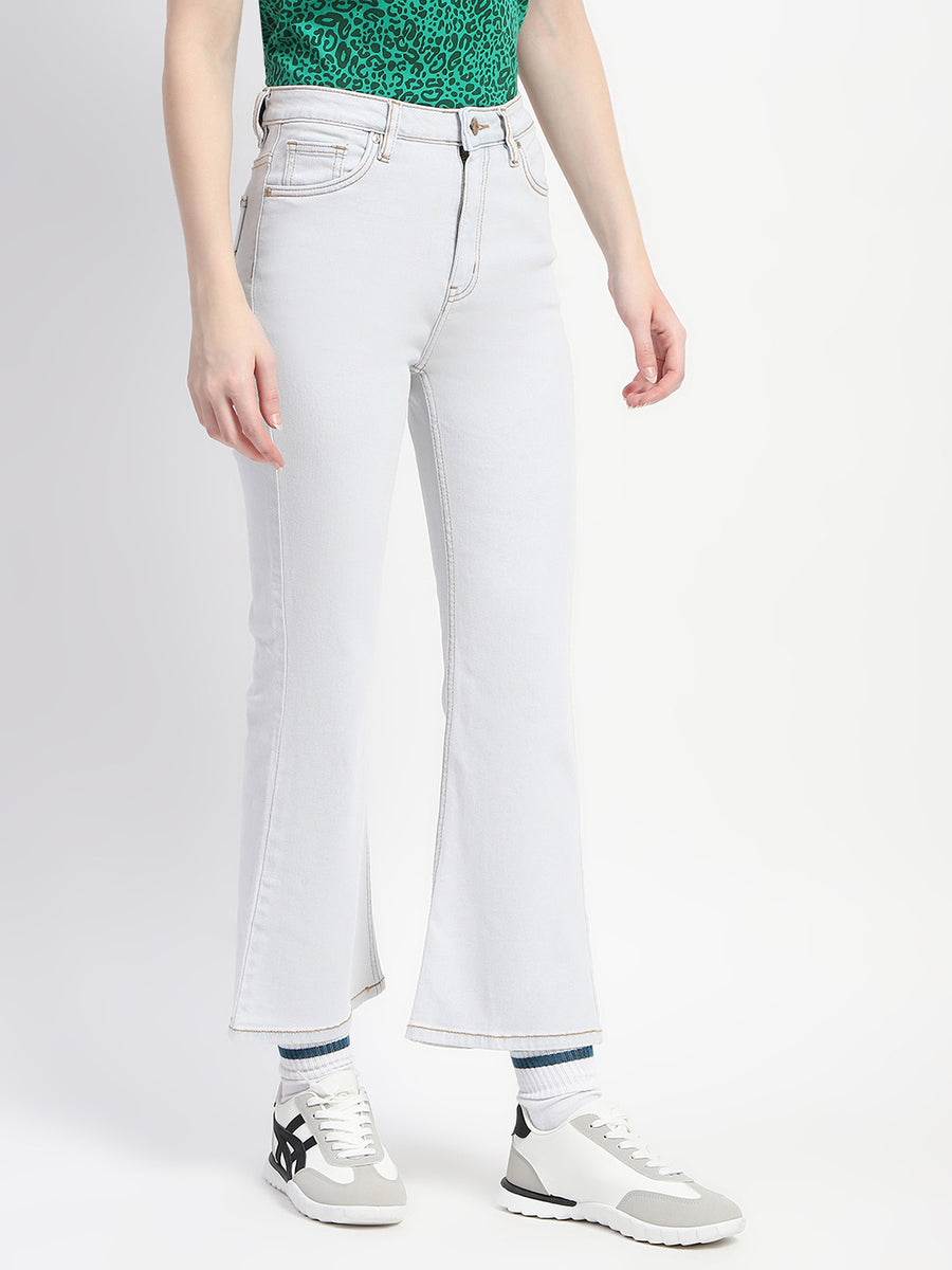 Madame Ice Blue Flared Stitched Denim