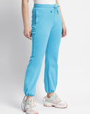 mSECRET Solid Blue Mid Rise Track pants