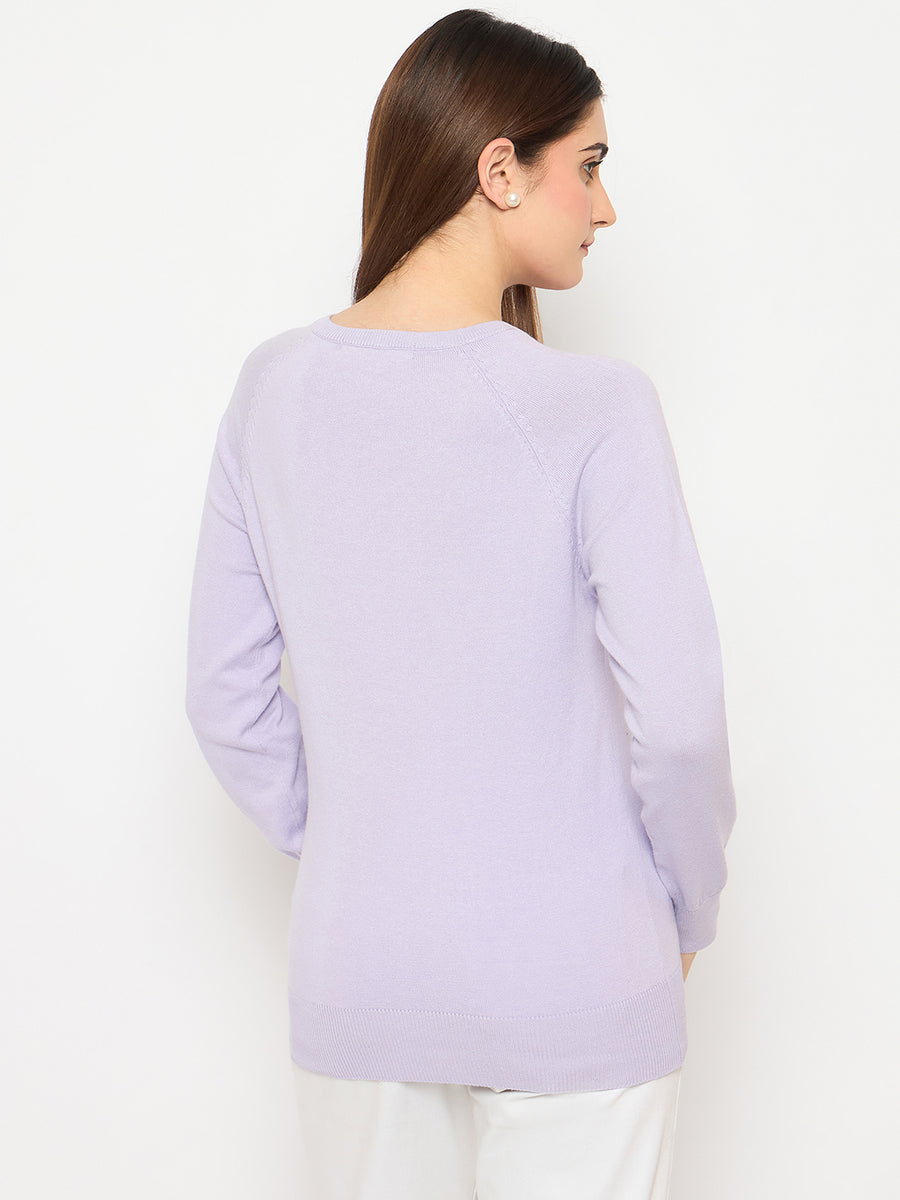 Madame V Neck Skinny Fit Mauve Sweater