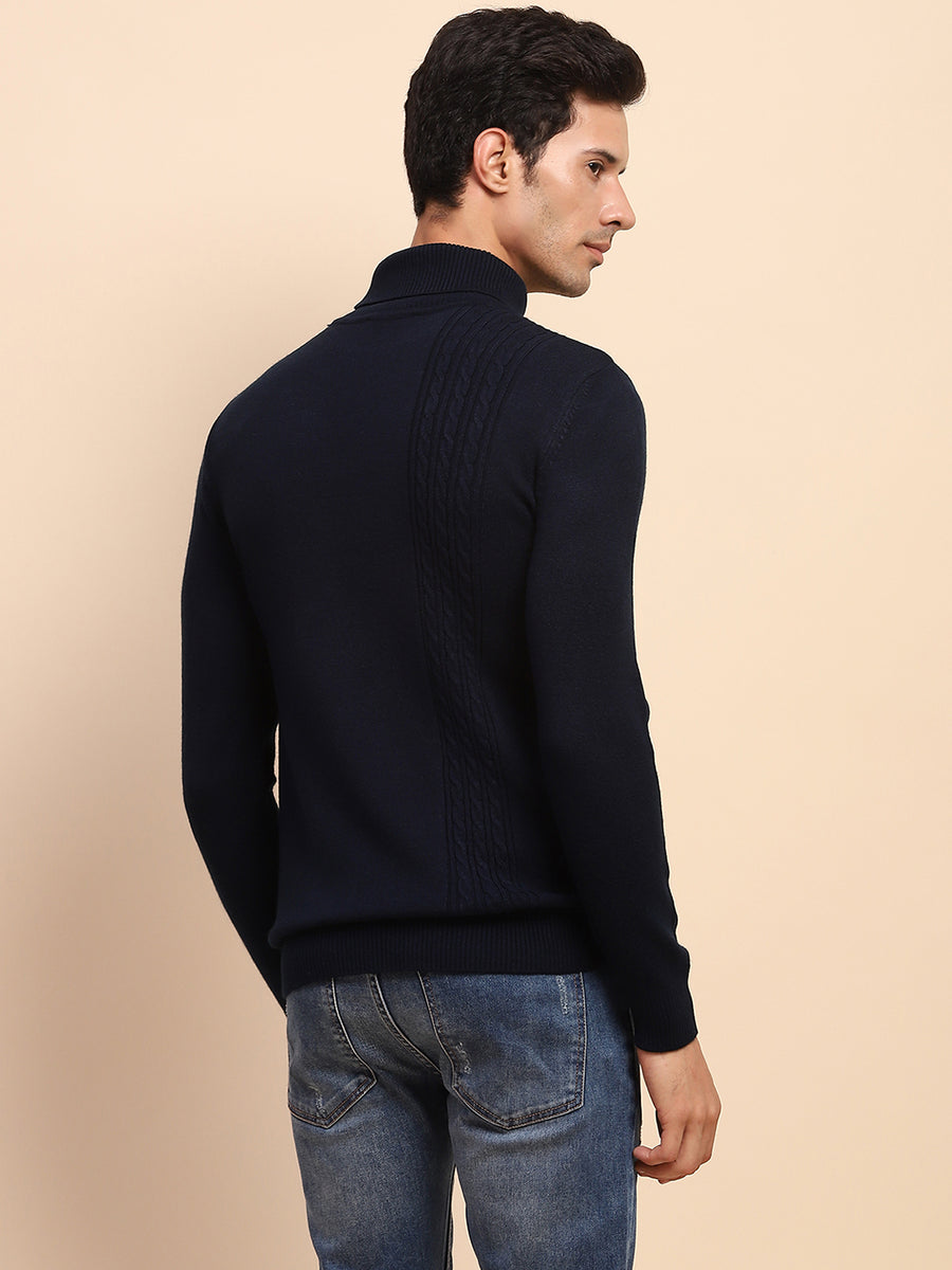 Camla Barcelona Cable Knit Turtleneck Navy Sweater