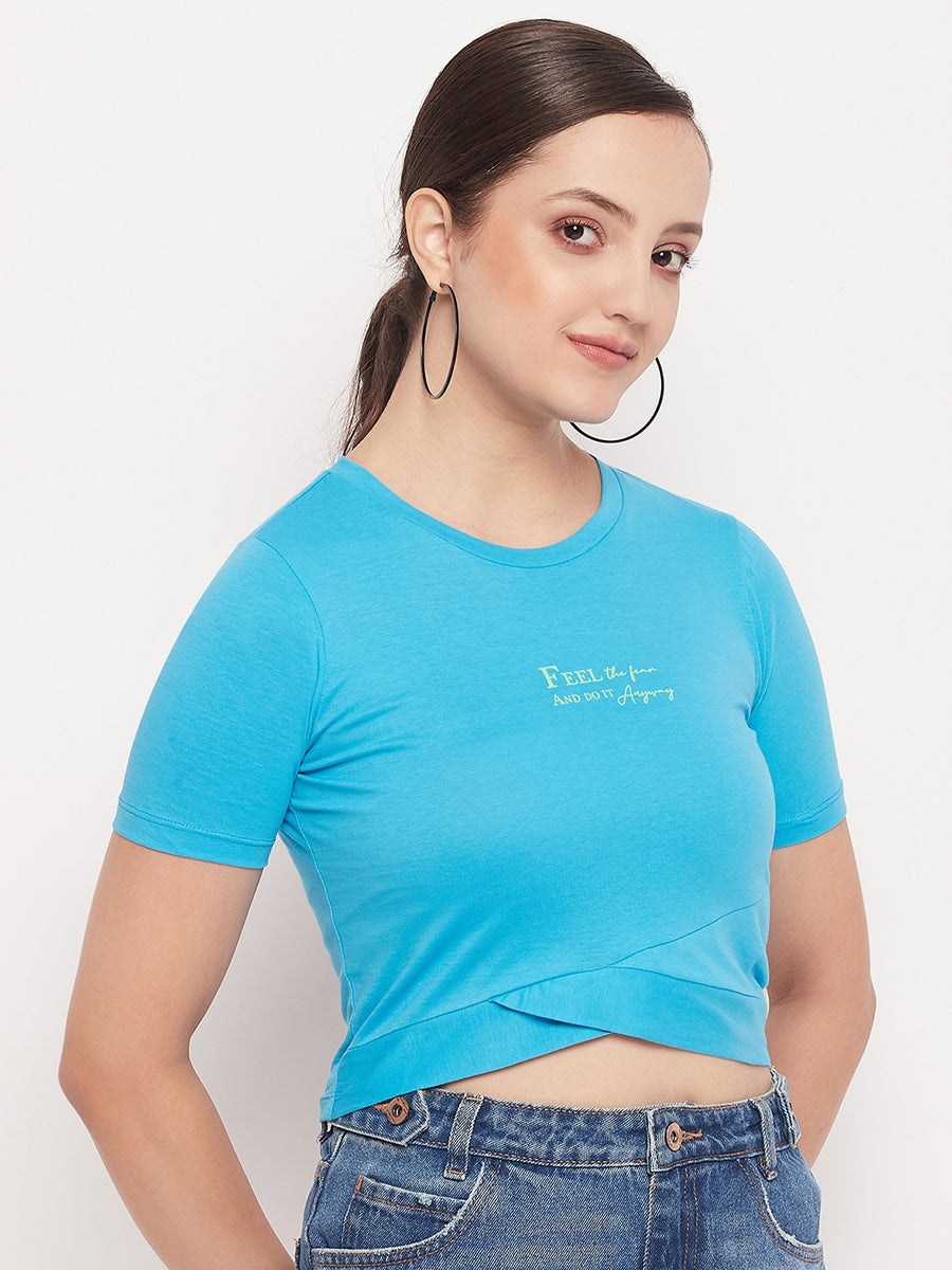 Madame Turquoise Wrap Hem  Crop Top