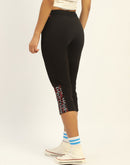 mSECRET Printed Black Cotton Blend Capri