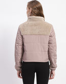 Madame Beige High Neck Quilted Puffer Jacket