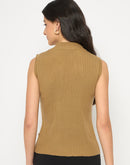 Madame Mock Neck Sleeveless Camel Skeeve