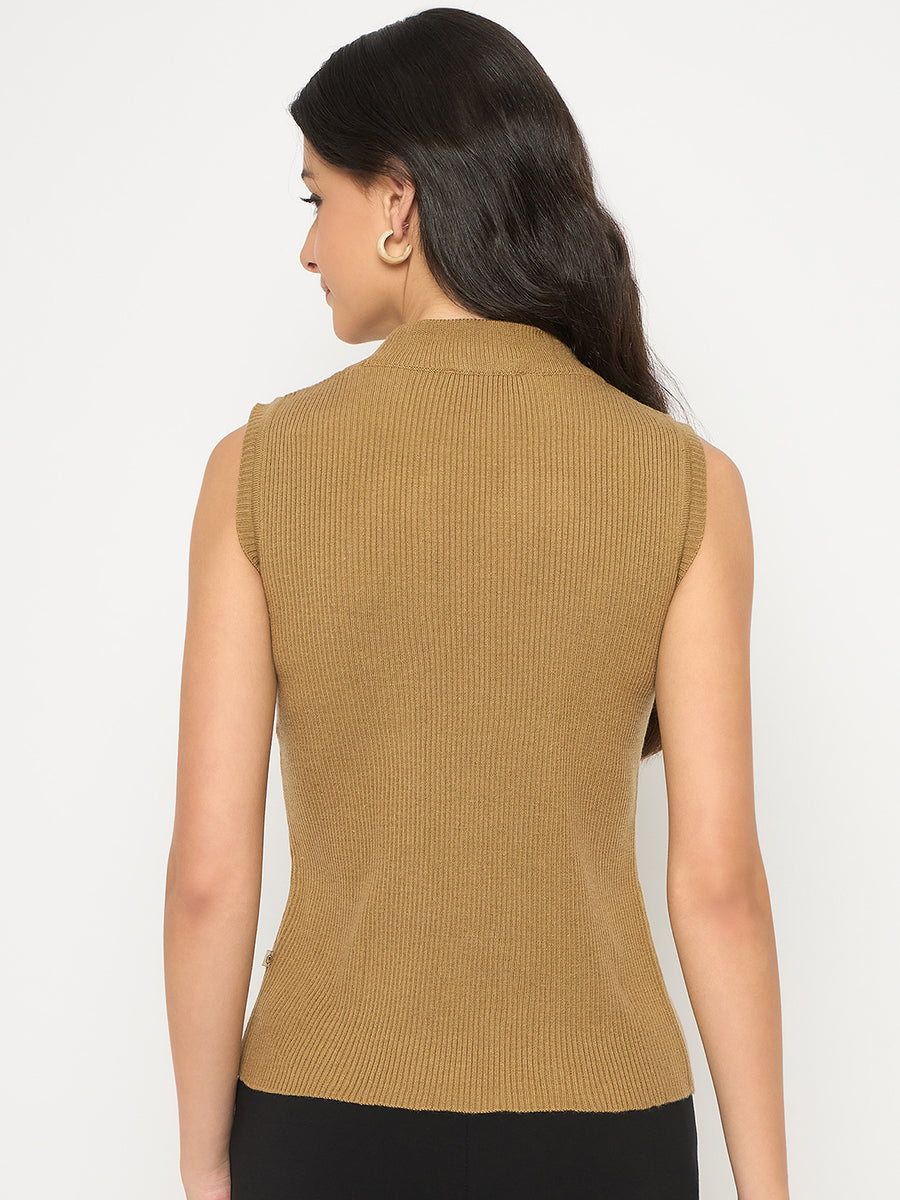 Madame Mock Neck Sleeveless Camel Skeeve