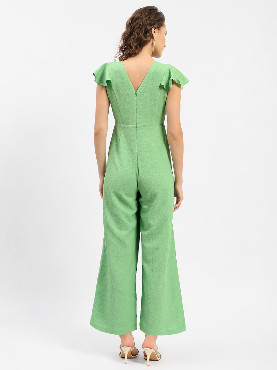 Madame Surplice Neck Apple Green Jumpsuit