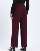 Madame Wide Legged Solid Plum Trousers