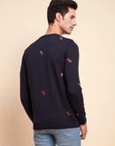 Camla Barcelona Embroidered Crew Neck Navy Sweater