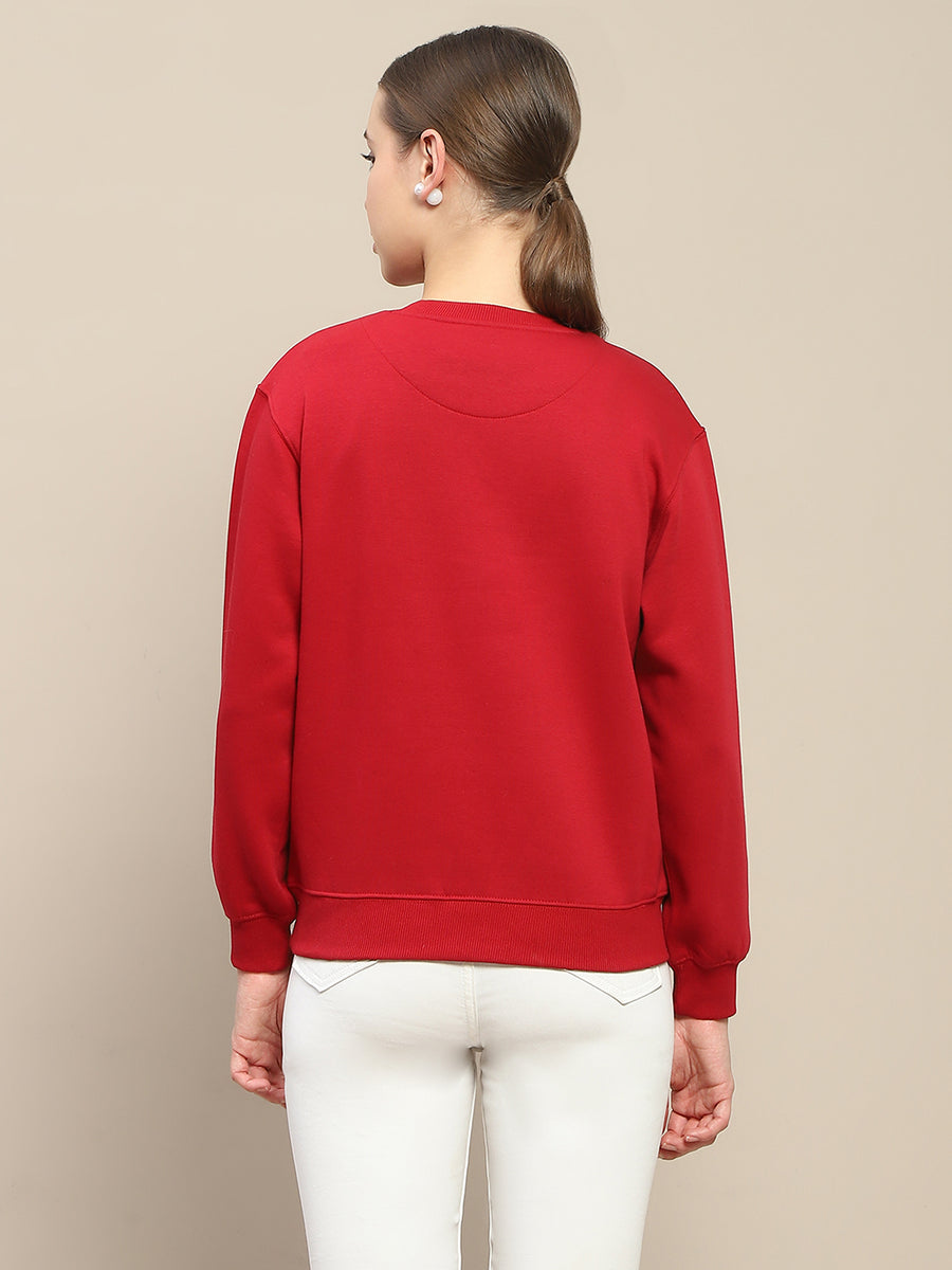 Madame Fleece Patched Maroon Sweatshirt