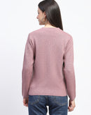 Madame V Neck Buttoned Onion Pink Cardigan