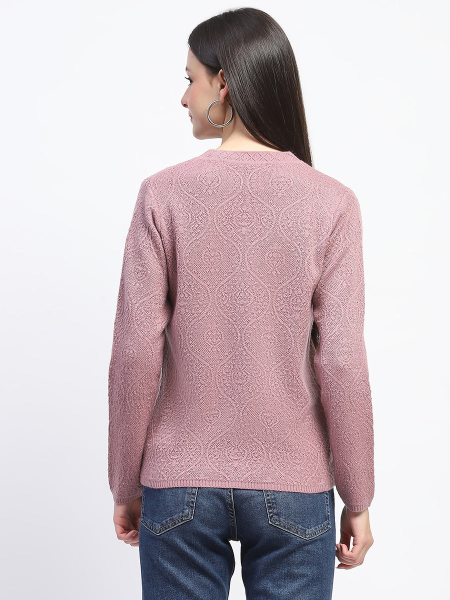 Madame V Neck Buttoned Onion Pink Cardigan