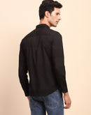 Camla Barcelona Color Block Collared Black Cotton Shirt