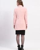 Madame Pink Mandarin Neck Full Sleeve Long Coat