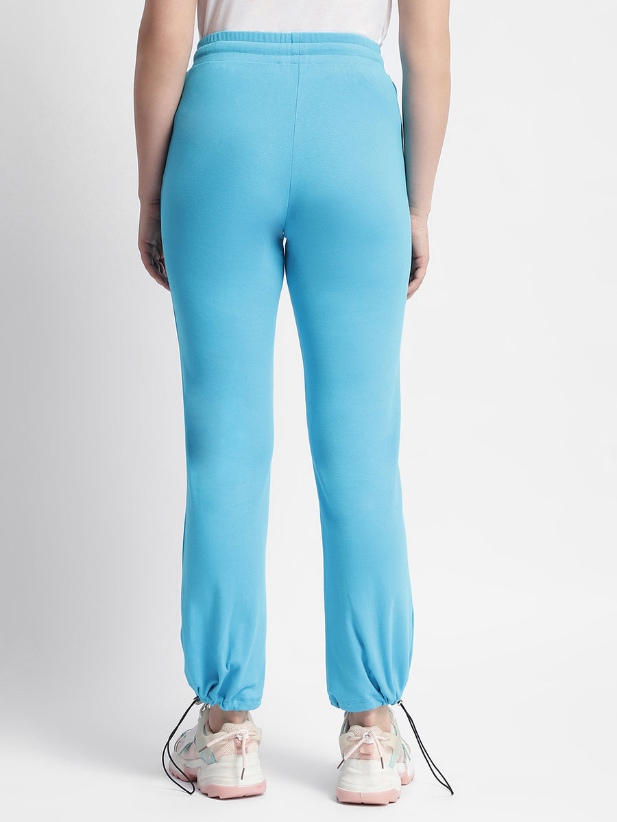 mSECRET Solid Blue Mid Rise Track pants