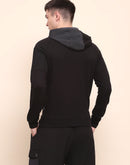 Camla Barcelona Cotton Color Blocked Black Zipper Sweatshirt